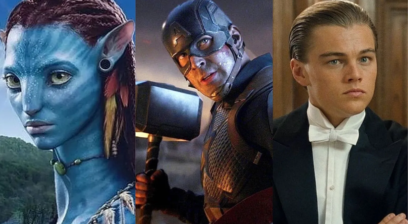 Top highest grossing movies worldwide featuring Avatar, Avengers Endgame, and Titanic characters.