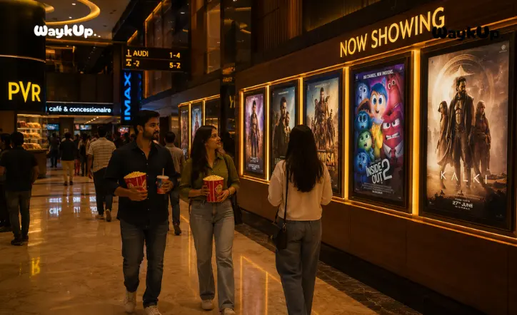 Indian multiplex lobby showcasing upcoming Bollywood movies August 2026 poster displays